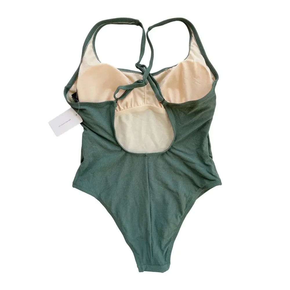 VICI Collection One Piece Swimsuit Green Athletic Criss‎ Cross Womens XL